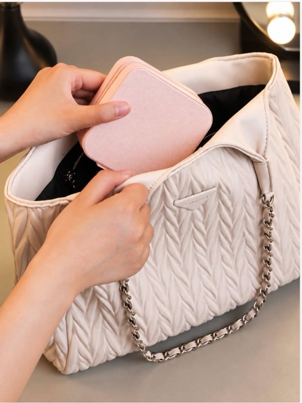 Portable Jewelry Organizer Case/Box in Blush Pink NIP - Picture 6 of 9